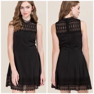 Francesca’s Shelly Crochet A-line Dress Lace Black
